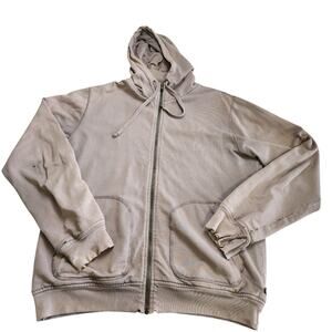Aether Mens Full Zip Hoodie Size Large Beige Distressed Destroyed Grunge Worn